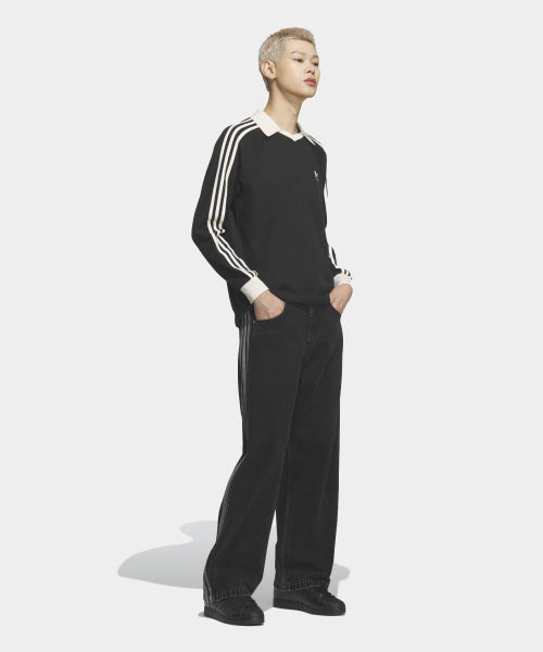 ADIDAS ADIDAS Waffle Long Sleeve Polo Tee - Black