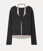 MIXXO MIXXO Cardigan Halterneck Layered Ribbed