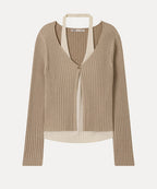 MIXXO MIXXO Cardigan Halterneck Layered Ribbed
