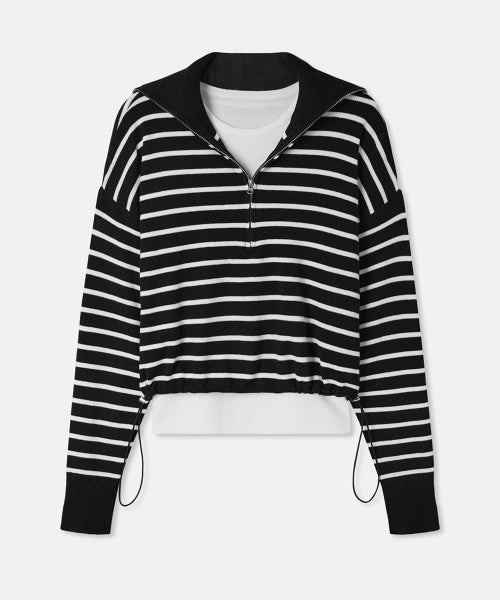 MIXXO MIXXO Knitwear Half Zip-Up Striped Pullover