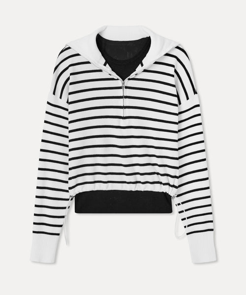 MIXXO MIXXO Knitwear Half Zip-Up Striped Pullover