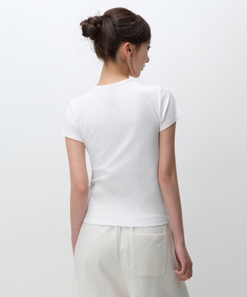 MUSINSA STANDARD WOMAN MUSINSA STANDARD WOMAN Women's Slim Crew Neck Bra T-Shirt (White)
