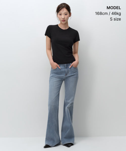 MUSINSA STANDARD WOMAN MUSINSA STANDARD WOMAN Women's Slim Crew Neck Bra T-Shirt Black