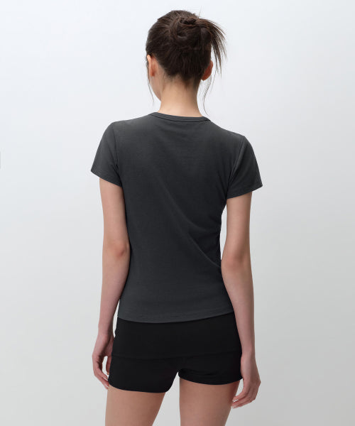 MUSINSA STANDARD WOMAN MUSINSA STANDARD WOMAN Women's Slim Crew Neck Bra T-Shirt (Dark Gray)
