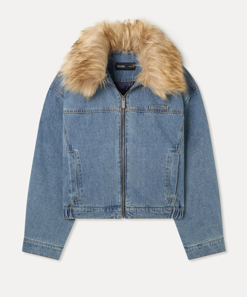 MIXXO MIXXO Denim Jacket with Fake Fur Collar