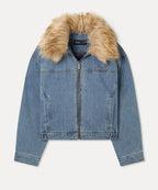 MIXXO MIXXO Denim Jacket with Fake Fur Collar