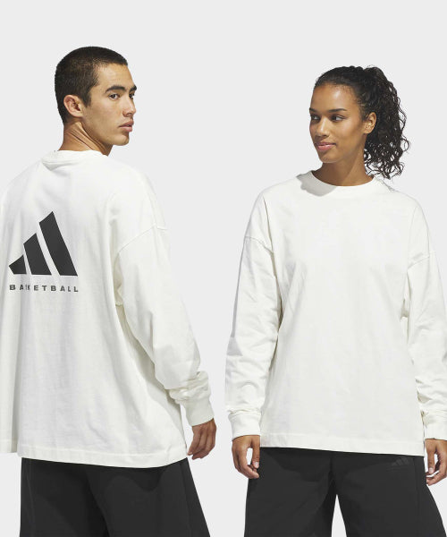 ADIDAS ADIDAS Basketball Long Sleeve Tee - White:Black