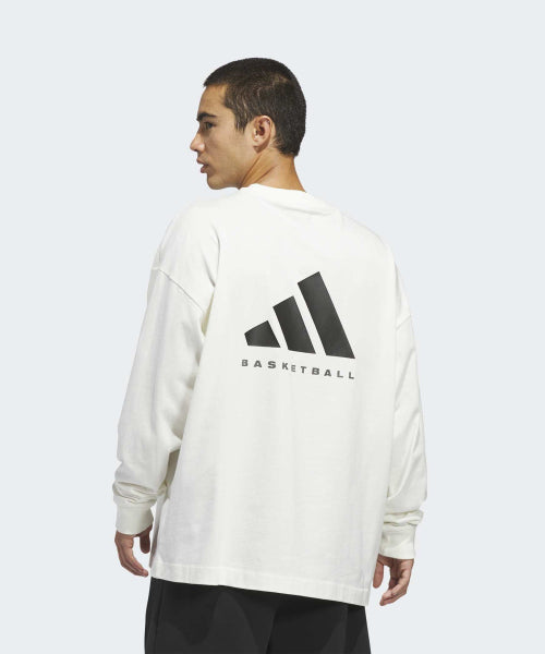 ADIDAS ADIDAS Basketball Long Sleeve Tee - White:Black