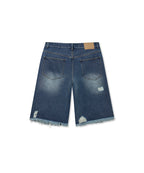 MATIN KIM MATIN KIM Destroyed Bermuda Denim Pants for Men in Navy