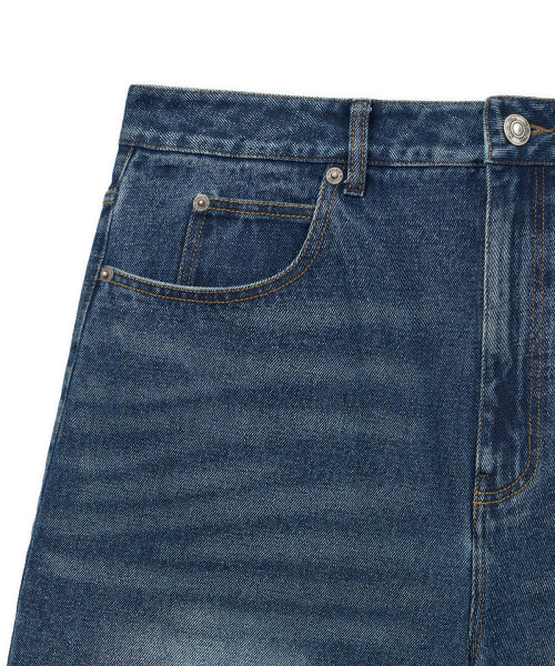 MATIN KIM MATIN KIM Destroyed Bermuda Denim Pants for Men in Navy