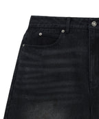 MATIN KIM MATIN KIM Destroyed Bermuda Denim Pants for Men in Black