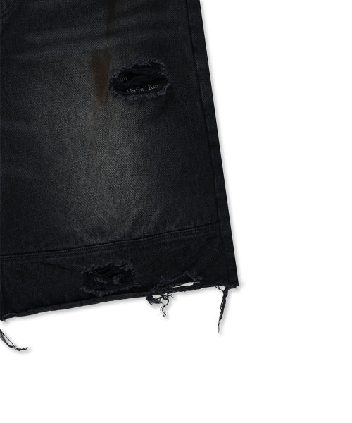 MATIN KIM MATIN KIM Destroyed Bermuda Denim Pants for Men in Black