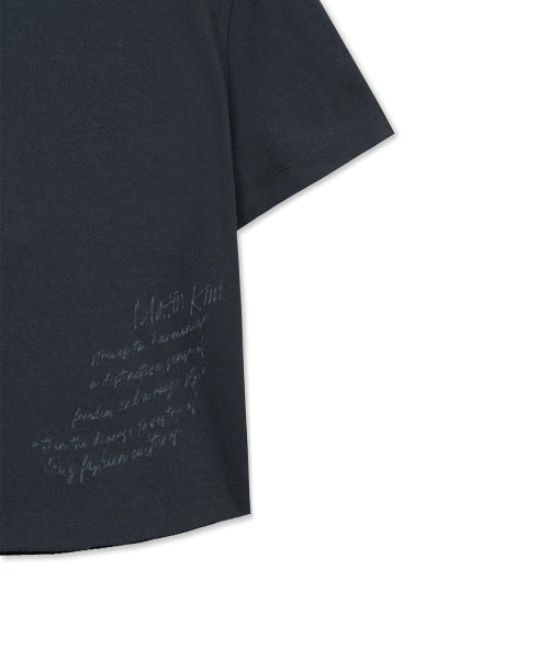 MATIN KIM MATIN KIM Graffiti Round Hem Crop Top