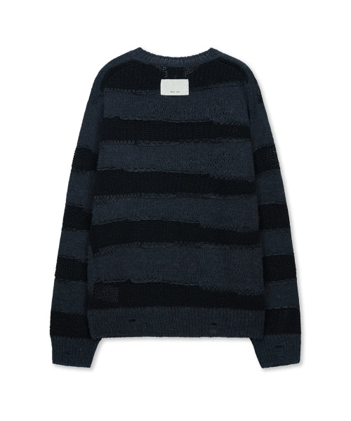 MATIN KIM MATIN KIM TEXTURE BLOCK STRIPE KNIT PULLOVER