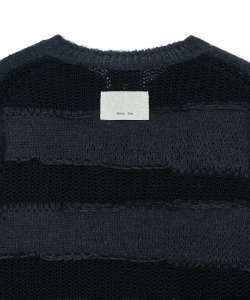 MATIN KIM MATIN KIM TEXTURE BLOCK STRIPE KNIT PULLOVER