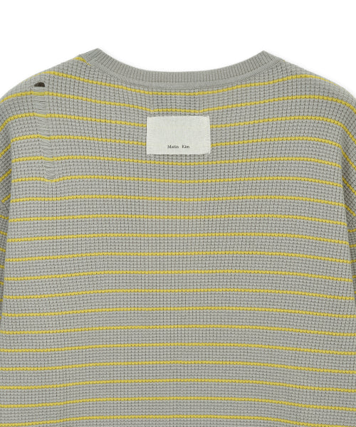 MATIN KIM MATIN KIM STRIPE DAMAGED LOOSE PULLOVER