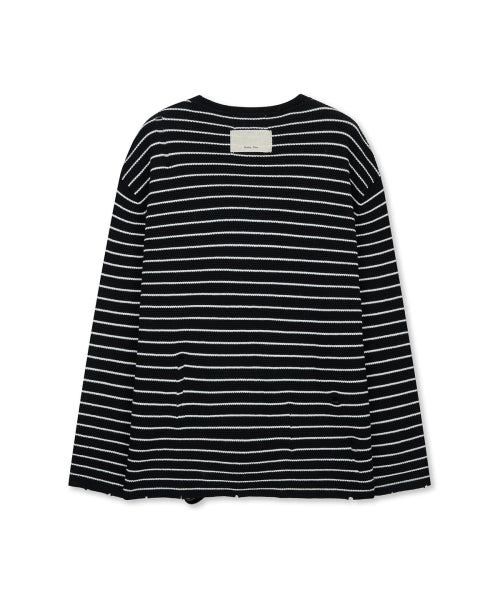 MATIN KIM MATIN KIM STRIPE DAMAGED LOOSE PULLOVER