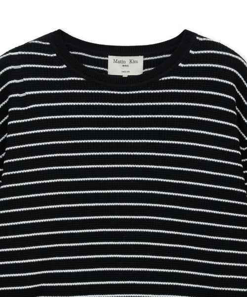 MATIN KIM MATIN KIM STRIPE DAMAGED LOOSE PULLOVER