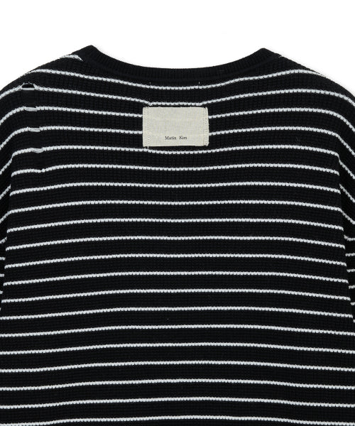 MATIN KIM MATIN KIM STRIPE DAMAGED LOOSE PULLOVER