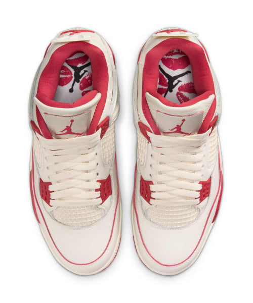 NIKE NIKE Air Jordan 4 Retro Pale Ivory and Tough Red W