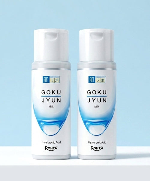 HADALABO [2Pack] Hyaluronic Acid Gokujyun Milk 140ml (+ 5 sheets of Gokujyun Lotion 2ml provided)