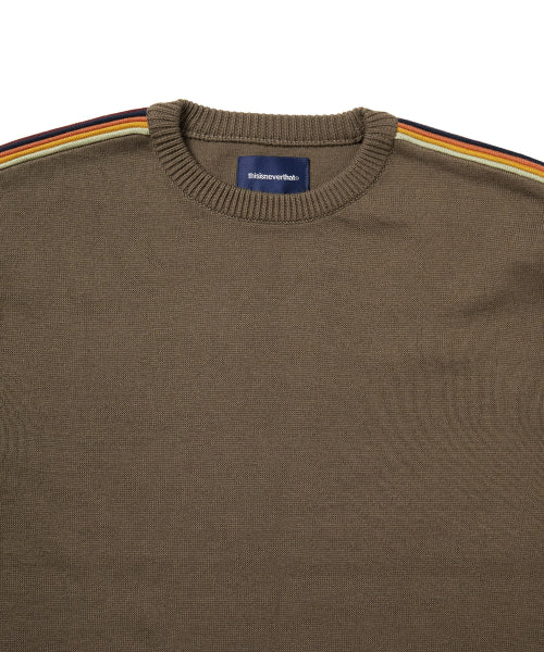 THISISNEVERTHAT THISISNEVERTHAT Striped Sleeve Knit Crew Brown