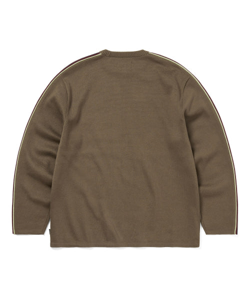 THISISNEVERTHAT THISISNEVERTHAT Striped Sleeve Knit Crew Brown