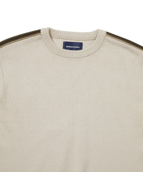 THISISNEVERTHAT THISISNEVERTHAT Striped Sleeve Knit Crew Ivory