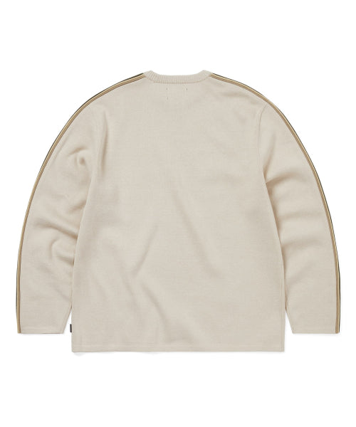 THISISNEVERTHAT THISISNEVERTHAT Striped Sleeve Knit Crew Ivory