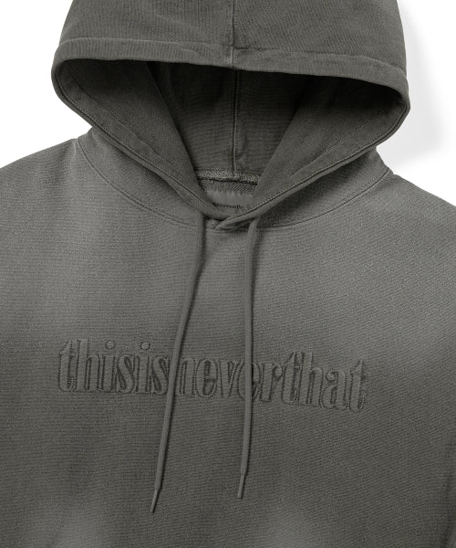 THISISNEVERTHAT THISISNEVERTHAT Overdyed Embroidery Hoodie Charcoal