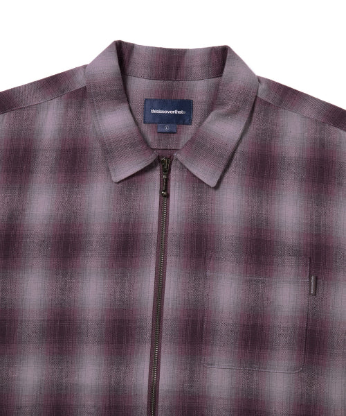 THISISNEVERTHAT THISISNEVERTHAT Nep Check Zip Shirt Burgundy