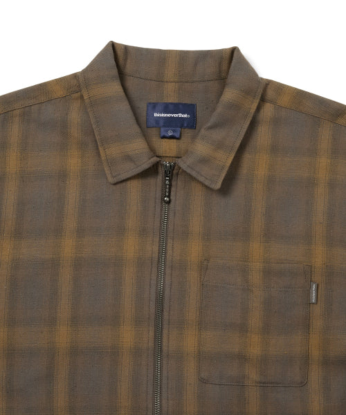 THISISNEVERTHAT THISISNEVERTHAT Nep Check Zip Shirt Brown