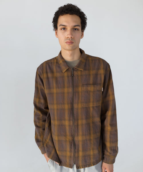 THISISNEVERTHAT THISISNEVERTHAT Nep Check Zip Shirt Brown