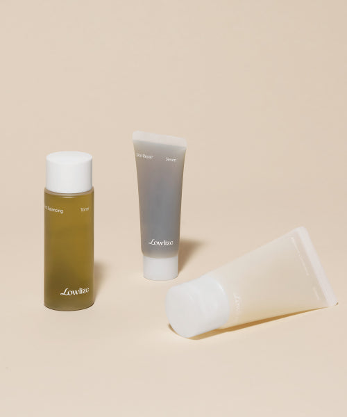 LOWLIZE Calming Travel Kit (Toner 47ml + Serum 20ml + Cream 40ml)