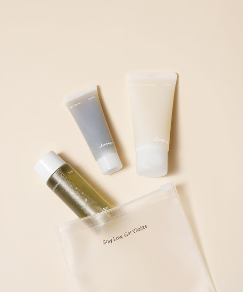 LOWLIZE Calming Travel Kit (Toner 47ml + Serum 20ml + Cream 40ml)