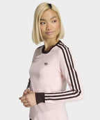 ADIDAS ADIDAS 3-Stripe Long Sleeve Slim Fit T-Shirt - Sandy Pink