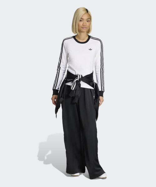 ADIDAS ADIDAS 3-Stripe Long Sleeve Slim Fit T-Shirt - White:Black