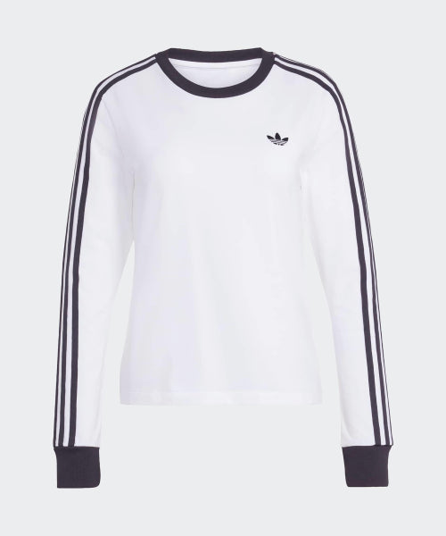 ADIDAS ADIDAS 3-Stripe Long Sleeve Slim Fit T-Shirt - White:Black