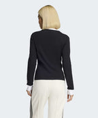 ADIDAS ADIDAS 3-Stripe Long Sleeve Slim Fit T-Shirt - Black:White