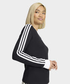ADIDAS ADIDAS 3-Stripe Long Sleeve Slim Fit T-Shirt - Black:White