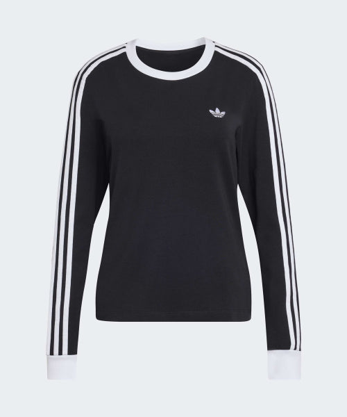 ADIDAS ADIDAS 3-Stripe Long Sleeve Slim Fit T-Shirt - Black:White