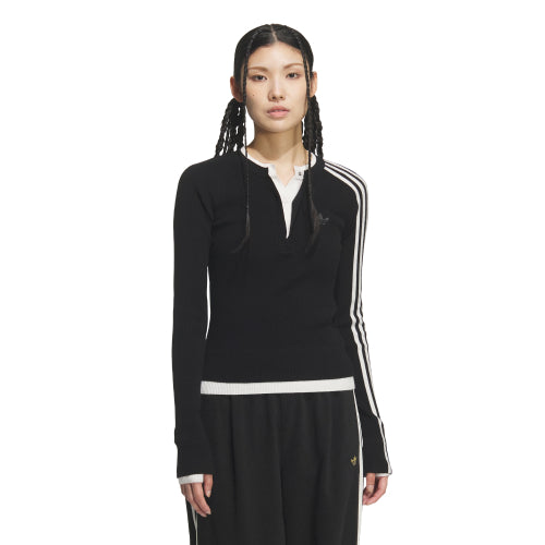 ADIDAS ADIDAS Premium 3-Stripe Button Crew Sweatshirt