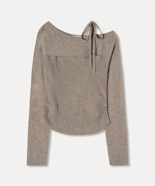 MIXXO MIXXO Knitwear Ribbon One-Shoulder Pullover