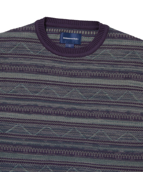 THISISNEVERTHAT THISISNEVERTHAT Sweatshirt Pattern Knit Crew Dark Purple