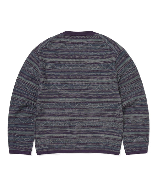 THISISNEVERTHAT THISISNEVERTHAT Sweatshirt Pattern Knit Crew Dark Purple