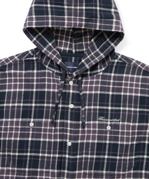 THISISNEVERTHAT THISISNEVERTHAT Flannel Hooded Check Shirt Purple