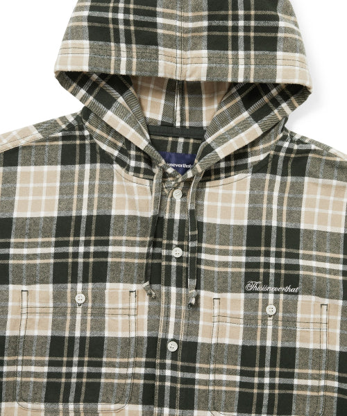 THISISNEVERTHAT THISISNEVERTHAT Flannel Hooded Check Shirt Green