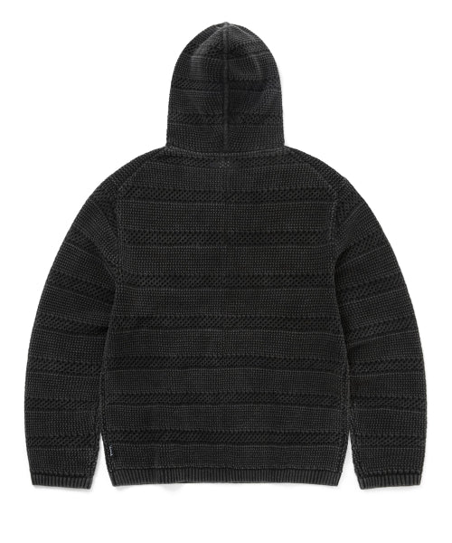 THISISNEVERTHAT THISISNEVERTHAT Crochet Knit Zip Hoodie Washed Black