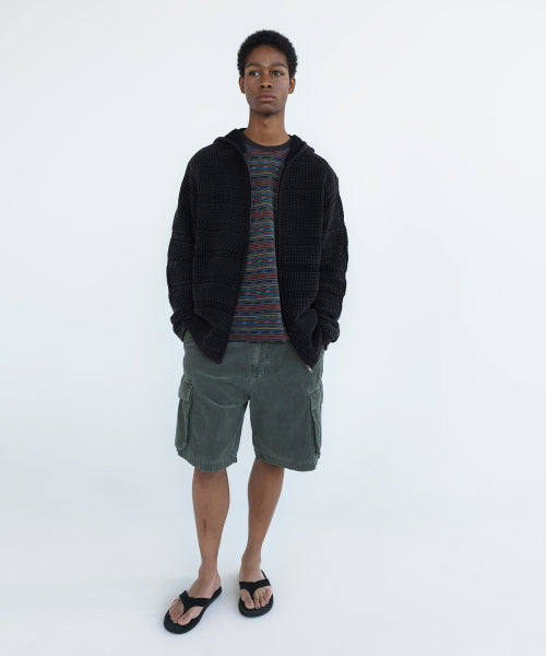 THISISNEVERTHAT THISISNEVERTHAT Crochet Knit Zip Hoodie Washed Black