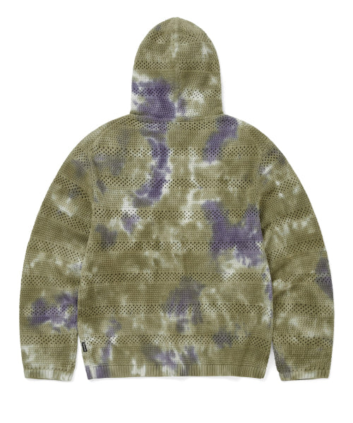 THISISNEVERTHAT THISISNEVERTHAT Crochet Knit Zip Hoodie Olive Green